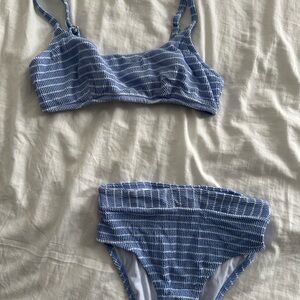 Blue Striped Bikini Set